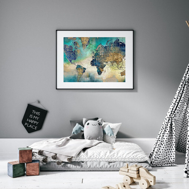 Map Abstract Oil Paint By Numbers DIY Picture Hand Painted Wall Art Craft G