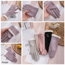 Windproof Embroidered Winter Warm Gloves Touch Screen Plush For Women