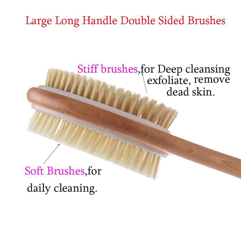 Double Side Head Bristle Bath Brush Shower Brush Body Exfoliating Cleaner