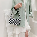Retro Plaid Print Nylon Shoulder Bags Women Underarm Tote Handbag (Lattice)