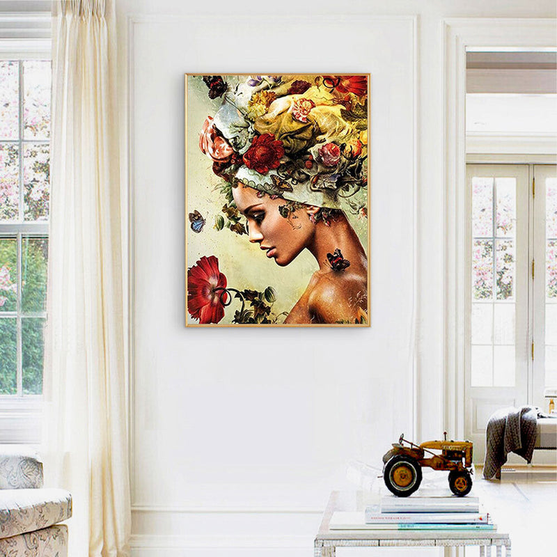 Elegant Women Oil Paint By Numbers Kits Canvas Picture Wall Art DIY (B711)