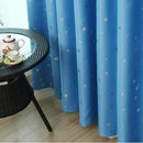 4pcs 100x130cm Full Blackout Shading Stars Curtains Hook Grommet Blue
