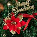 Christmas Trees Decor Glitter Artificial Poinsettia Bush Wreath (Red) Newly