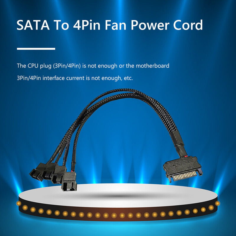 SATA Power Cable PC Cooling Fan Splitter Hub Converter (SATA to 4x4Pin)