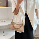 Women Fashion Shoulder Bag Alligator Pattern PU Chain Tote Handbag (Khaki)