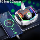 Type C Dual USB Charger Fast Charger Bluetooth FM Transmitter Car Kit Adapter
