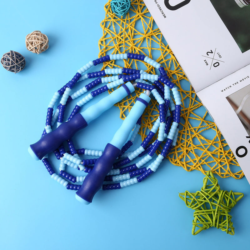 Skipping Rope Professional Rope Skipping Soft Beads Unknotted Rope (Blue) Newly