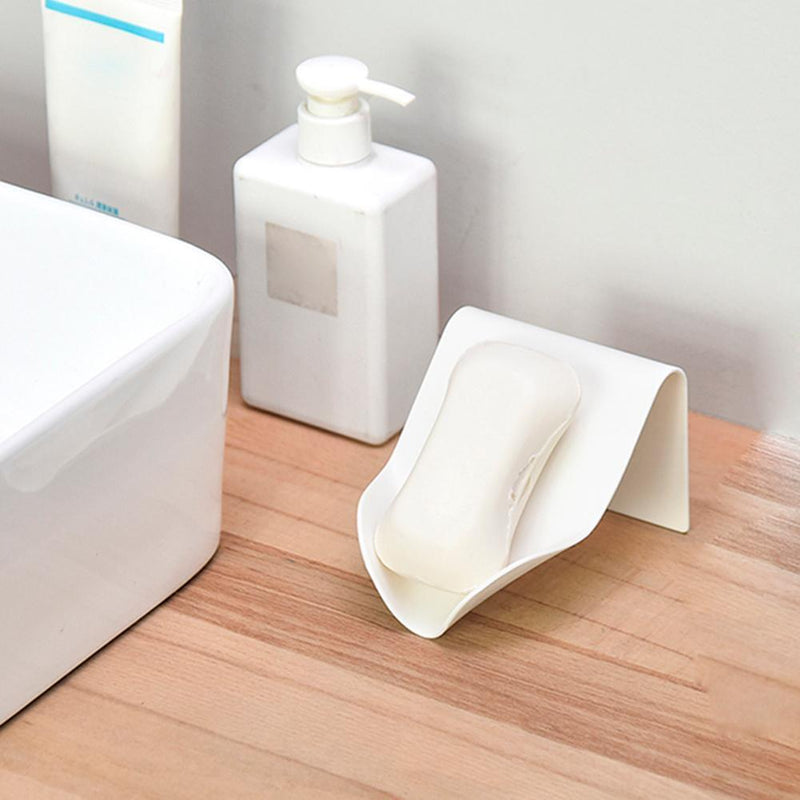 Drainage Soap Box Plastic Soap Collection Shelf Wall Holder Tray (White)