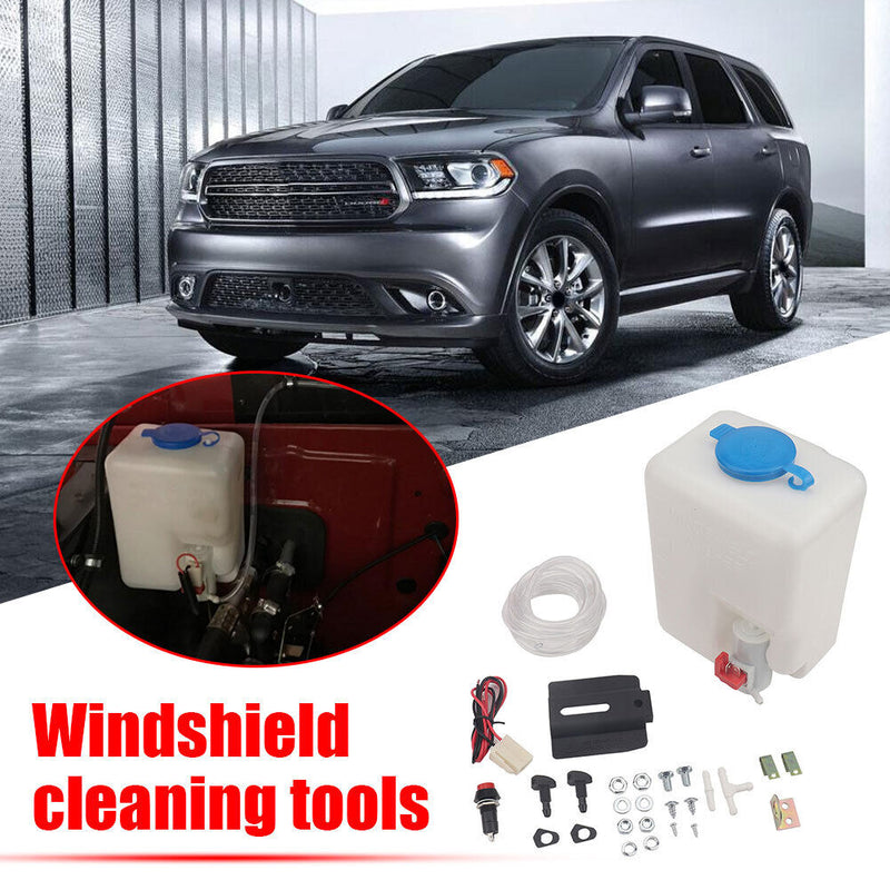 1.5L Windshield Washer Fluid Tank 12V Washer Pump Kit with Switch Pants Nozzles