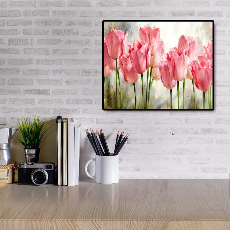 Oil Painting By Numbers Pink Roses Acrylic Paints Canvas Coloring Pictures