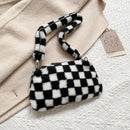 Fashion Plush Shoulder Bag Heart Print Underarm Bags Women Casual Purse Handbags