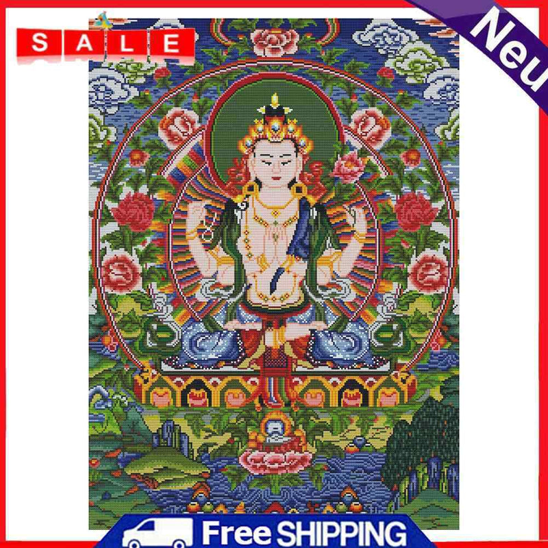 Cross Stitch Kit Buddha Portrait 3-Beach Cotton Thread 11CT DIY Embroidery Set