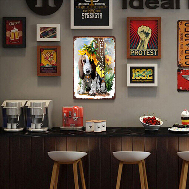 Welcome Dog Retro Metal Plate Tin Sign for Bar Pub Club Cafe Wall Art (2)