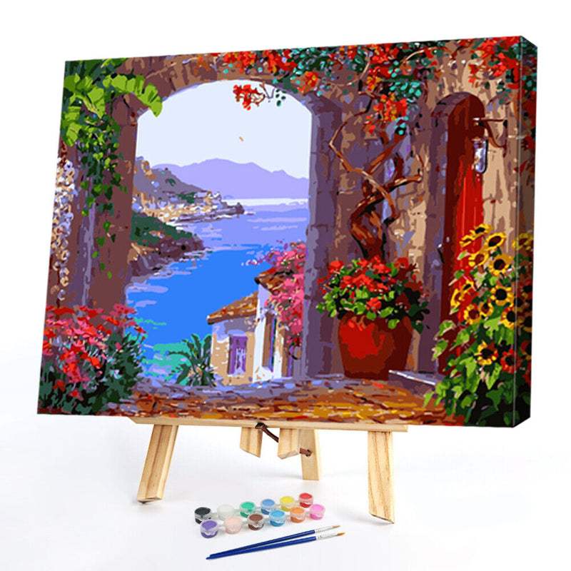 Frameless Painting By Numbers European Style Bay DIY Handmade Drawing On Canvas