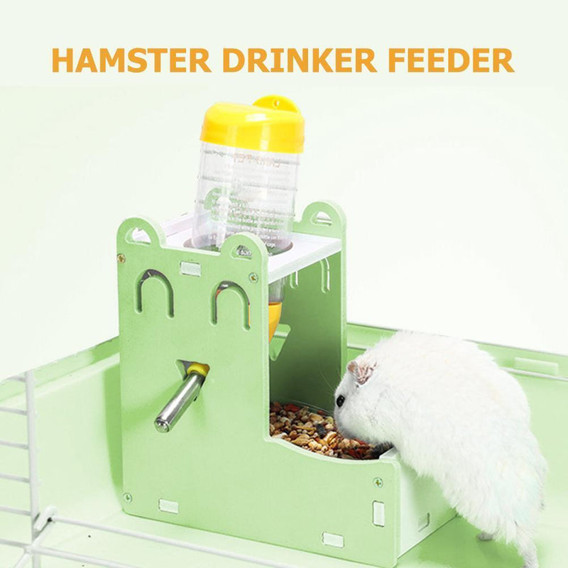 Hamster Automatic Water Fountain Drinker Food Feeder Playing Cage (Green) Newly