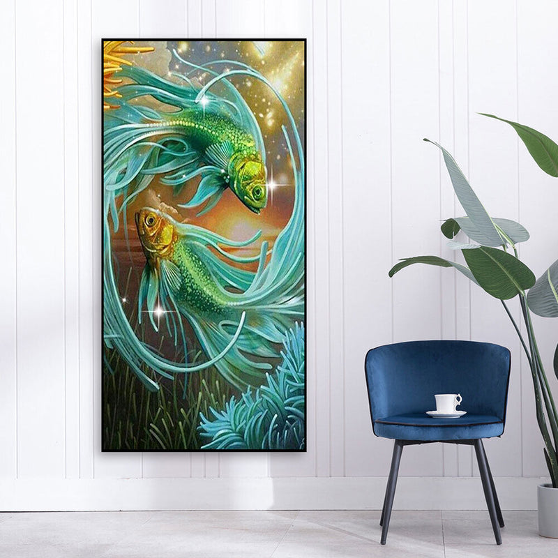 Two Fish Oil Paint By Numbers Kits Canvas Picture Wall Art DIY Craft Coloring