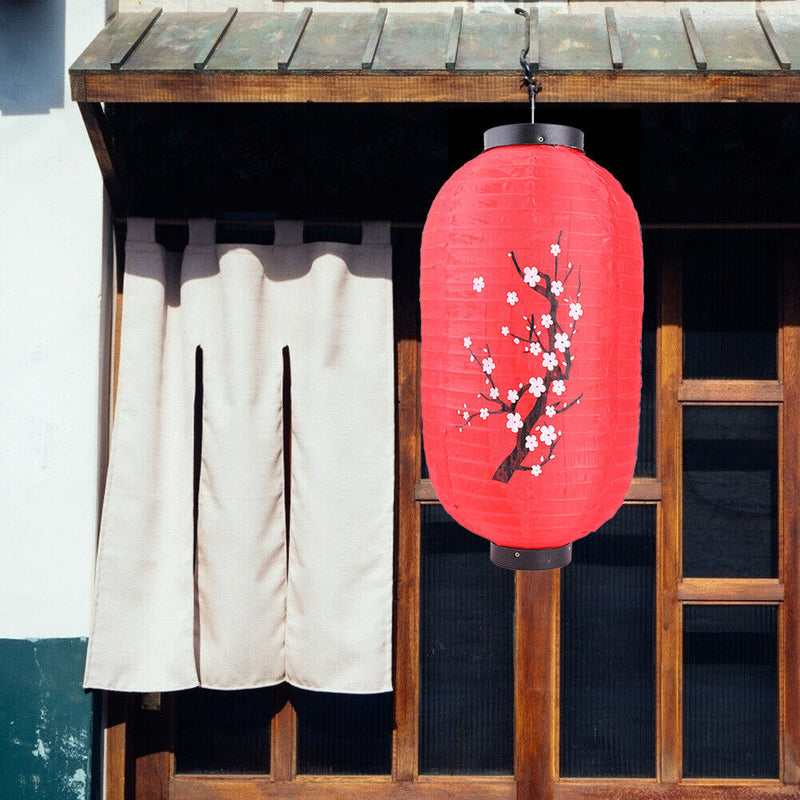 Plum Long Cloth Lampion Blossom Sushi Restaurant Hanging Lantern Lamp (Red)