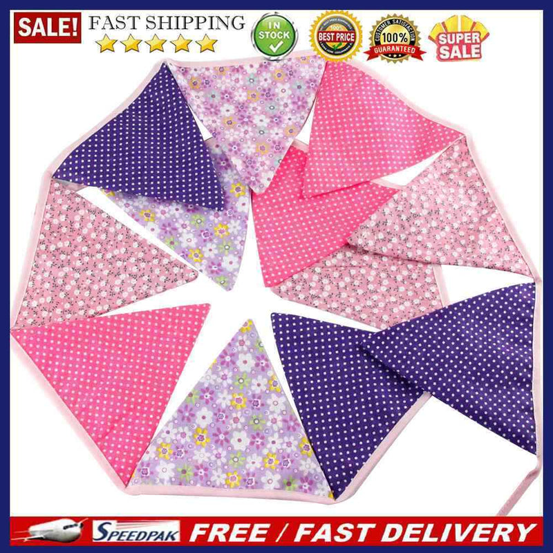 12 Flags 3.2m  Cotton Birthday Party Wedding Pennant Bunting Banner Decor