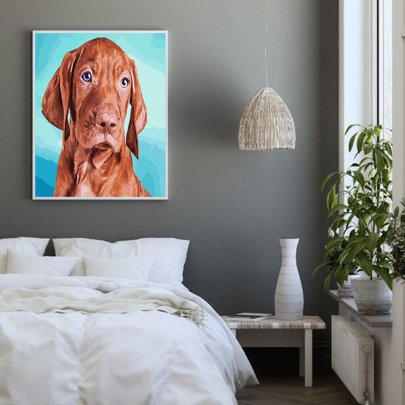 DIY Coded Acrylic Drawing Home Decor Dog Animal Pattern Oil Paint by Numbers