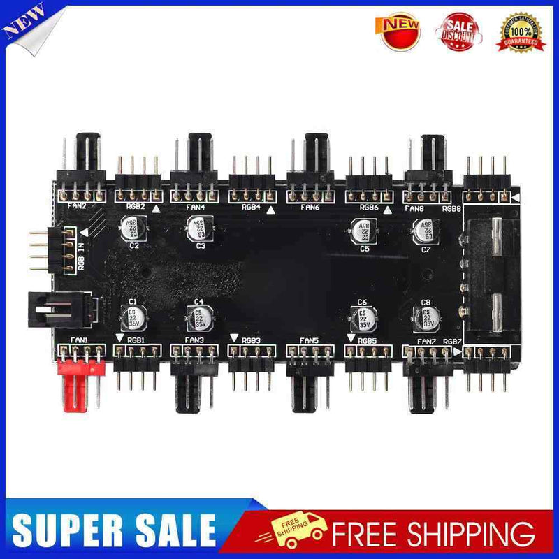 1 To 8 Multi Way Splitter RGB PWM HUB 12V/4 Pin for Fan Motherboard (4D)