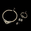 Alloy Diamond Jewelry Sets Stud Earring Ring Bracelet Necklace for Women