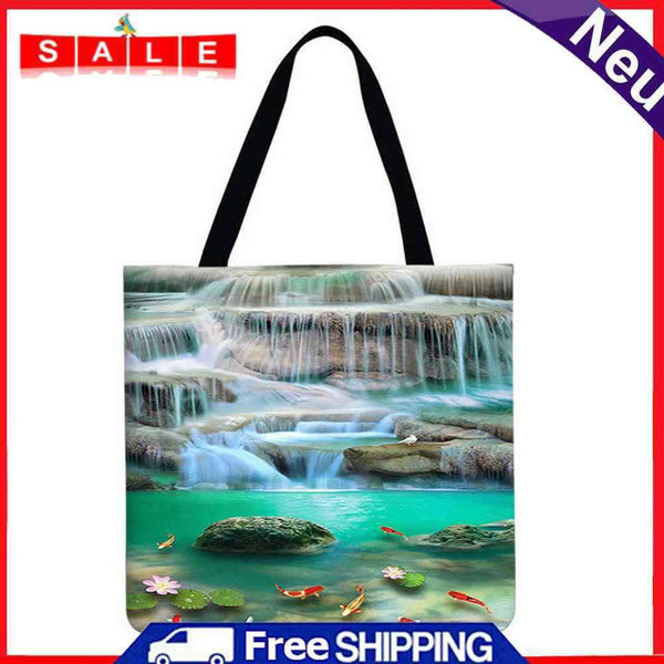 The Dragon Good Flowing Water Scenery Printed Shoulder Bag, Shopping Bag,