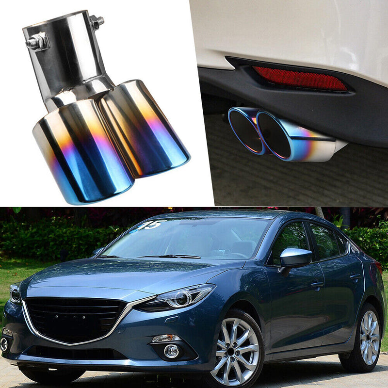 Slant Car Exhaust Tip Burnt Blue Stainless Steel Universal Car Muffler Silencer