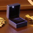 LED Lighted Earring Ring Gift Box Wedding Engagement Jewelry Case (Blue)