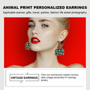 Retro Cow Print Leather Dangle Earrings West Cowboy Hooks Statement Jewelry