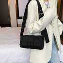 Women Nylon Cotton Padded Handbag Winter Warm Tote Bag Small Flap Tote Handbag