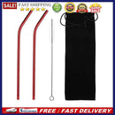 4pcs Reusable Drinking Straws Clean Brush Set Drinks Supplies (Red Bending)