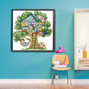 Partial Embroidery 14CT DIY Tree House Printed Cross Stitch Kit Needlework