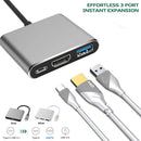 3 in 1 Type-C HUB Converter Metal USB3.0 USB C PD 4K HDMI-compatible Adapte