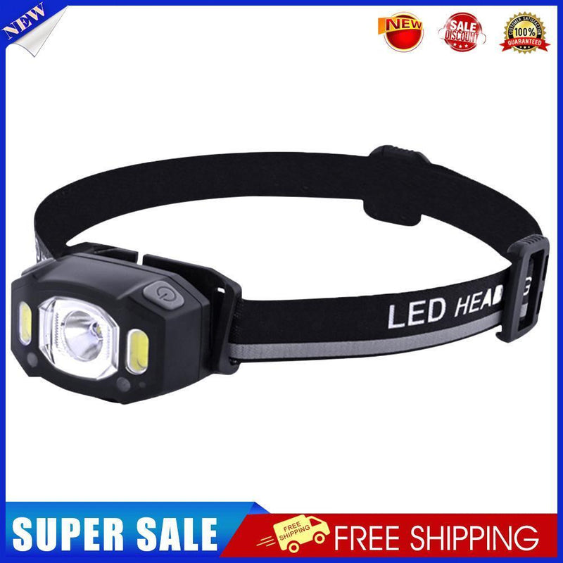 USB Rechargeable Headlamp Gesture Sensor Headlight Head Flashlight (Black)