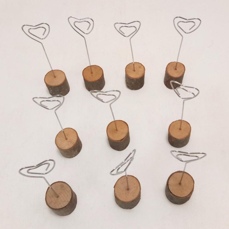 10pcs Wedding Photo Wooden Heart Seat Clips Table Card Picture Holder Party Prop