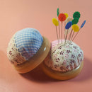 Fabric Needle Storage Holder Pastoral Round Pin Cushion for Needlework Craft DIY