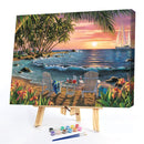 DIY Seaside Beach Oil Paint by Numbers Drawing on Canvas Pictures Home Decor