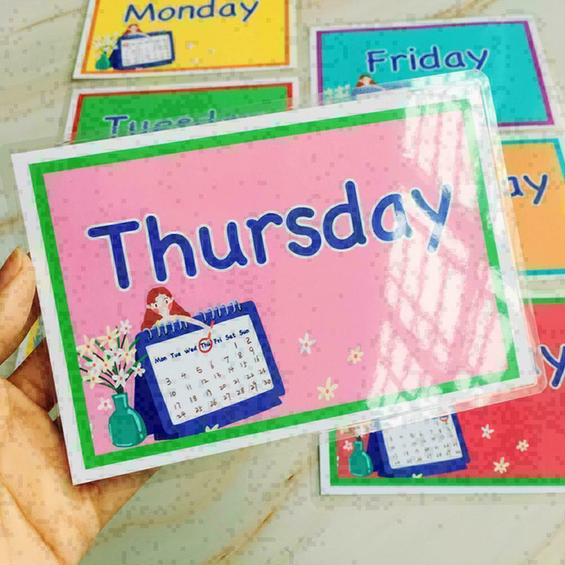 7Pcs Alphabet Number Flash Week Card Set Preschool Educational R6H6 L3H3 K6B7