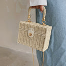 Summer Rattan Straw Shoulder Bag Women Girl Boho Basket Beach Square Box Handbag