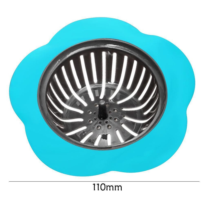 Flower Sink Strainer Kitchen Drain Filter Bathroom Drainage Hair Trap(Blue)