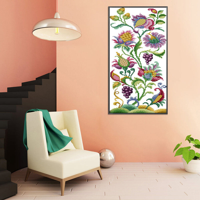 14CT Partial Cross Stitch Fruits Flower Counted DIY Home Decoration Crafts Gifts