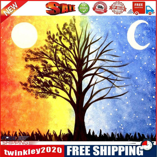 Sun Moon Tree Oil Painting By Numbers DIY Frameless Art Picture On Canvas