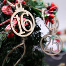 Gift Wooden Advent Countdown Hanging Tags 1-25 Christmas Calendar Number Label