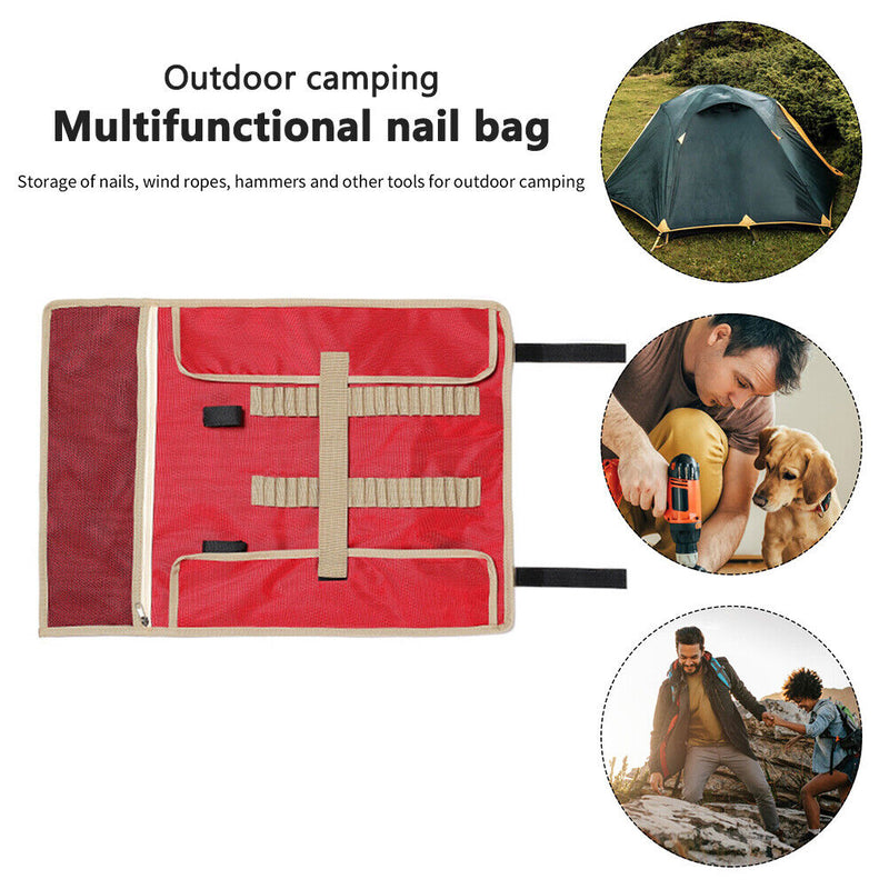 Outdoor Camping Ground Nails Storage Bag Portable Wind Rope Hammer Holder Bag