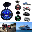 3.1A LED Light  Auto Outlet Power Dual Port USB Car Charger Motorcycle Charging