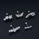Rock Girls CZ Ear Piercing Stud Earrings Body Jewelry Cartilage Helix Tragus