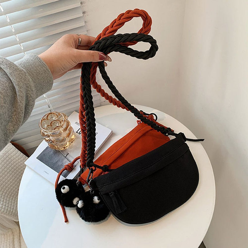 With pendants Small bag Shoulder Bags Messenger bag Canvas bag Crossbody Bag