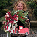 Red Truck Christmas Wreath Garland Door Ornaments Xmas Party Wall Home Dec 7T\
