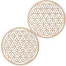 Slice Wood Base Flower of Life Shape Flower Of Life Energy Mat Wooden Wall Sign