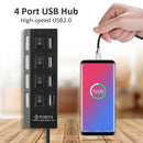 USB Hub 480Mbps High Speed Multi USB 2.0 Adapter Expander Splitter with Switch